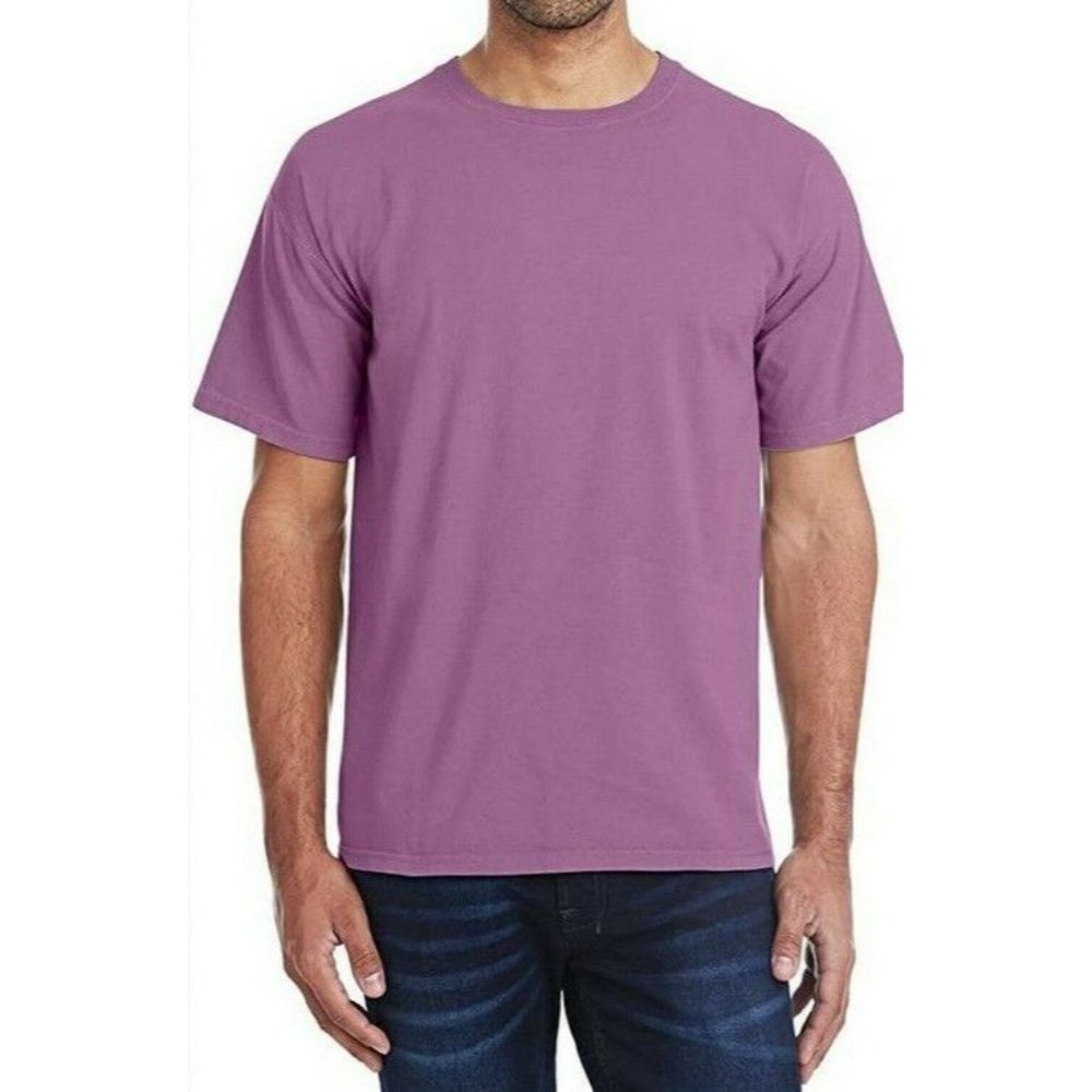 Hanes Mens Comfort Wash USA Cotton T-Shirt L LG Purple Plum Rasin Crew Neck